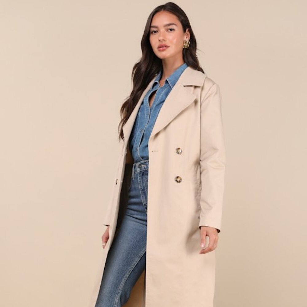 LULUS Beige Trench Coat